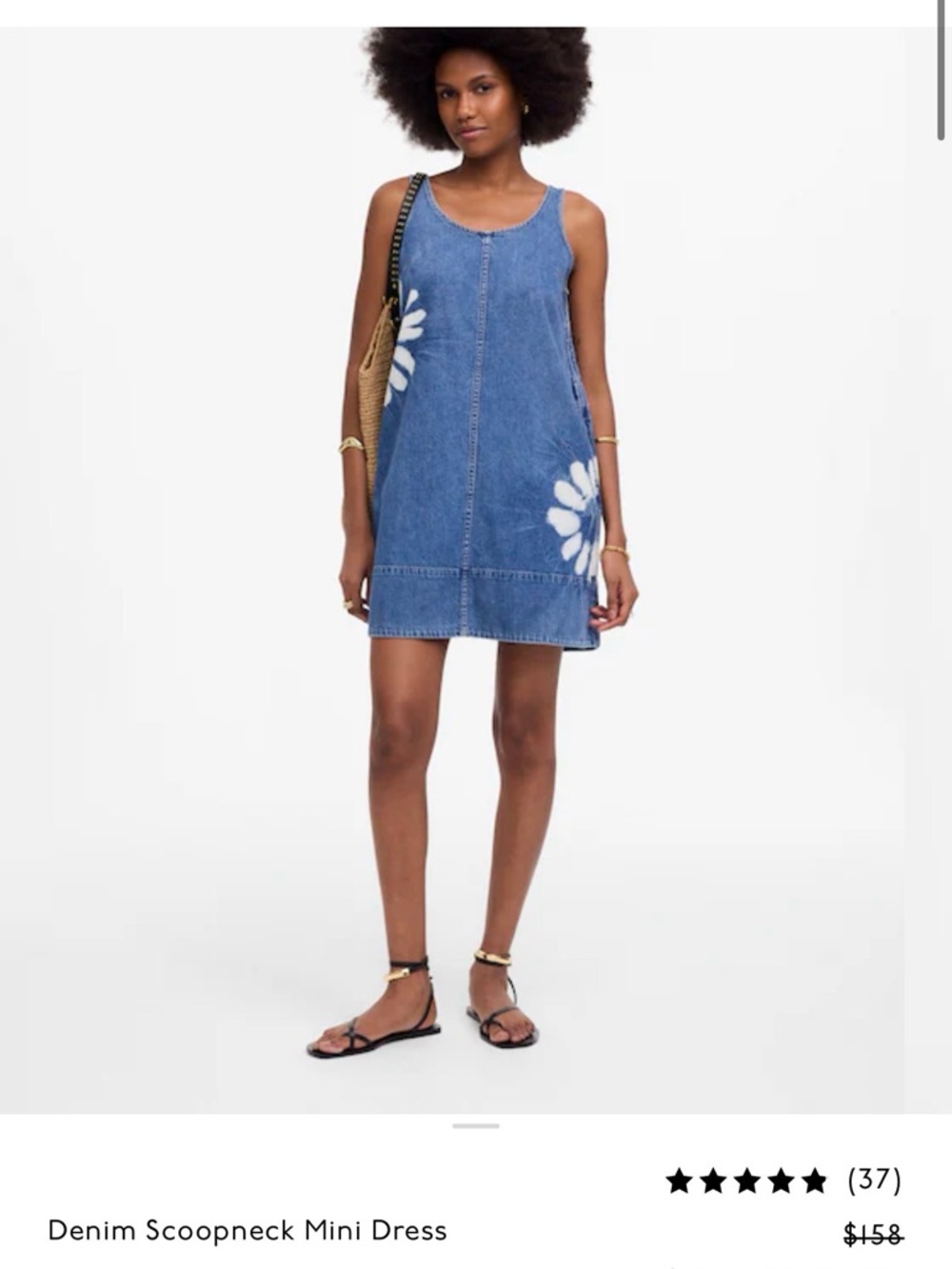 Madewell Denim Scoop Mini Dress Shibori Wash Airy - Picture 7 of 13